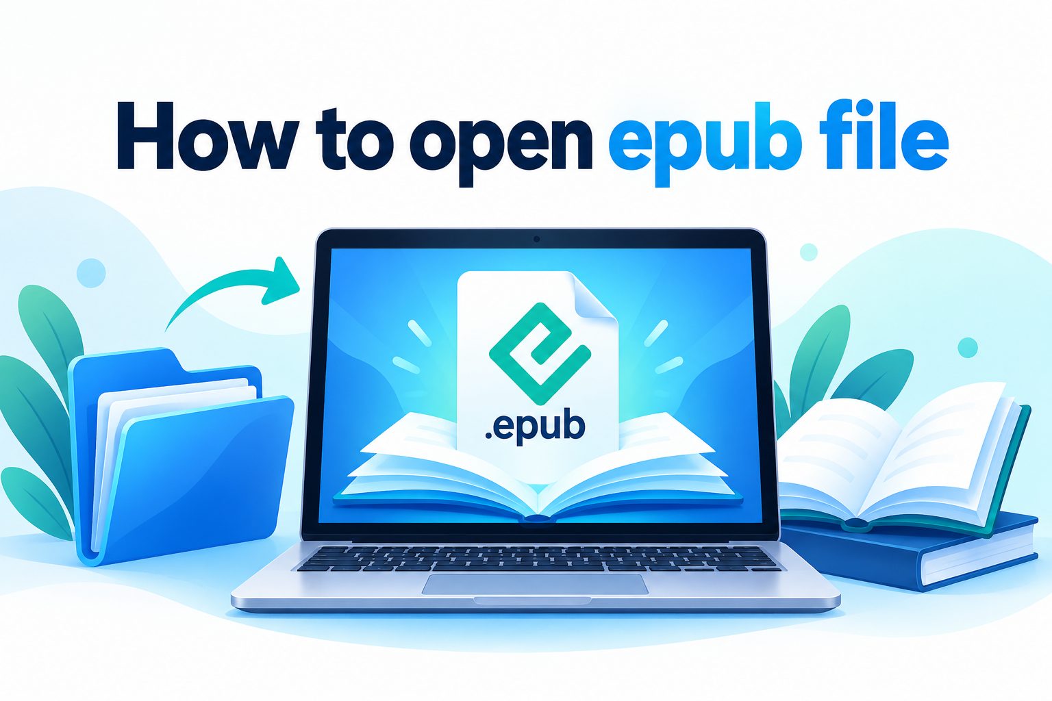 how-to-open-epub-file-e2879 Laptop and e-reader displaying an open EPUB ebook file